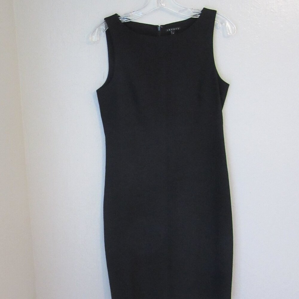 Theory Little Black Dress Sleeveless Size 6 Back Zip Closure Wool Blend